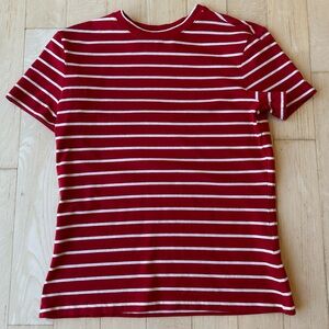 Esprit Red and White Striped Women’s T-Shirt Size Medium